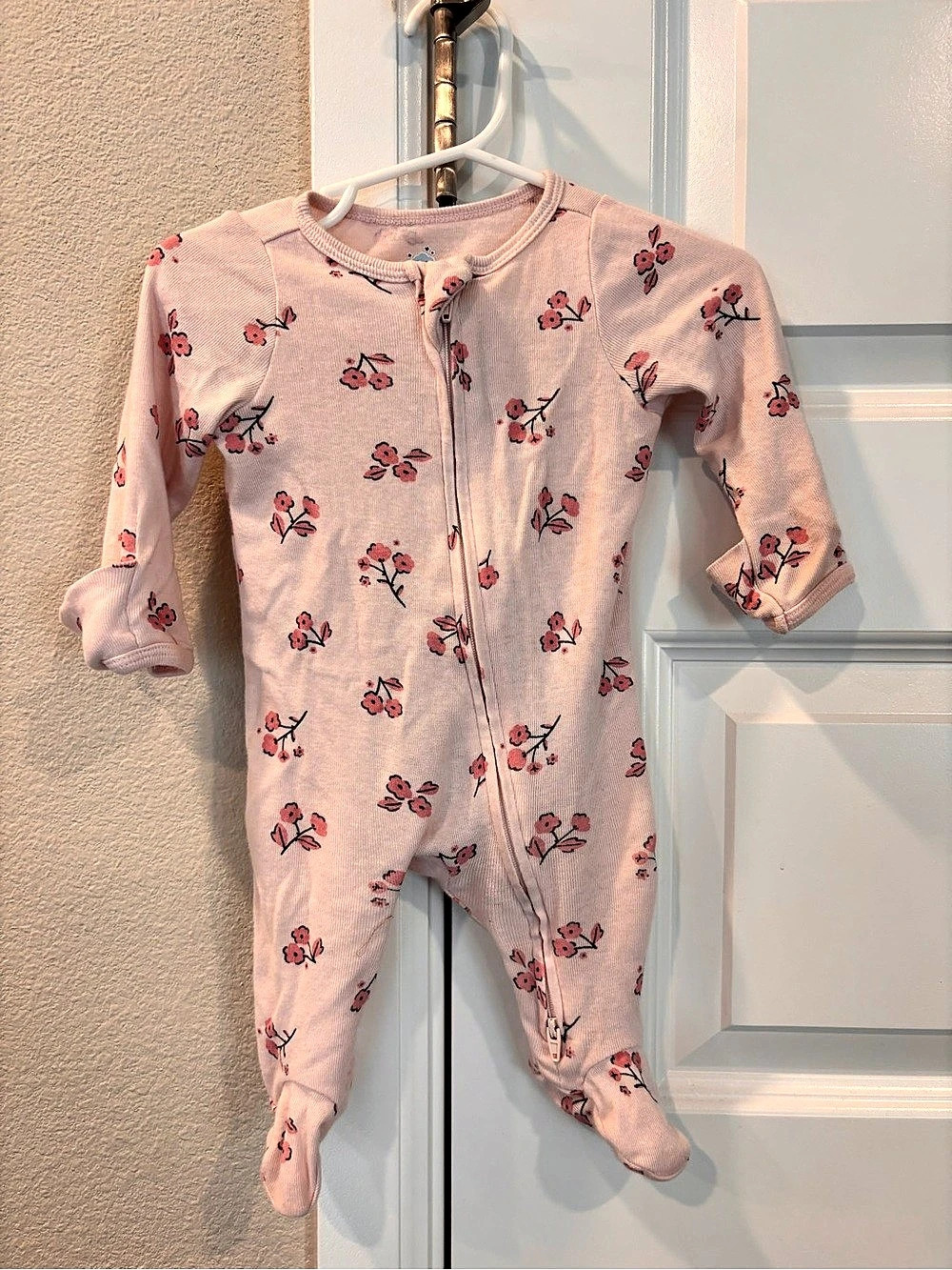Cloud Island Baby Floral Zip-Up Sleep & Play Footed Sleepers Pink & Green